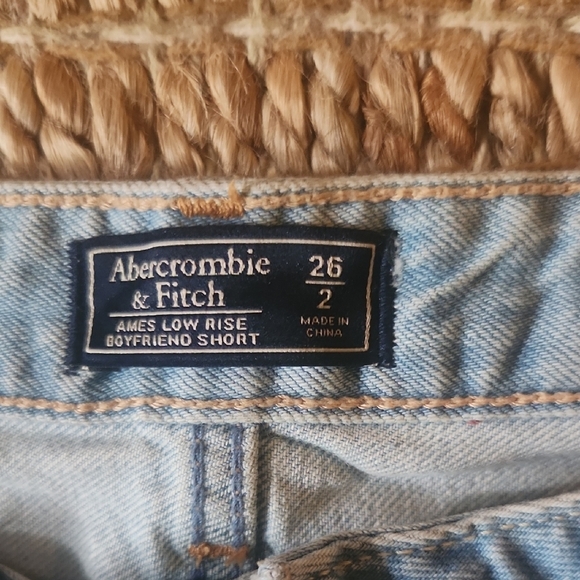 Blue Jean Shorts with Distressed Raw Hem - Picture 2 of 6